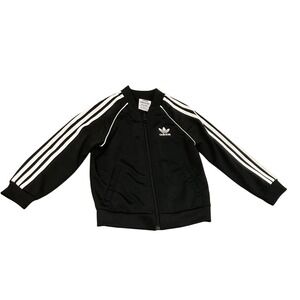 Adidas Track Jacket Kids 4T Black Prime blue SST Trefoil Logo